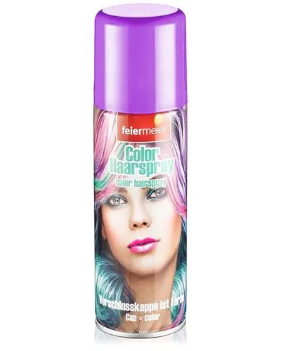 Feiermeier Color Haarspray 125ml - Farbwahl - Perfekt für Karneval, Fasching, Halloween und Festivals. Leuchtende Farben, leicht auswaschbar, verschiedene Haarfarben erhältlich! (Lila, 125 ml)