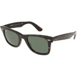 Ray-Ban Original Wayfarer Classic Sonnenbrille - Sportbrillen mit zeitlosem Design, braunem Tortoise-Rahmen und grünen G-15-Gläsern für optimalen UV-Schutz und Stil.
