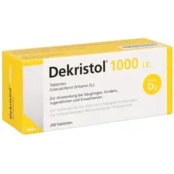 Dekristol 1.000 I.E. Tabletten - Arzneimittel zur Vorbeugung von Vitamin-D-Mangel, unterstützt den Knochenaufbau und ist ideal für gesunde Erwachsene und zur Behandlung von Osteoporose.