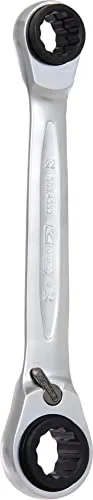 KS-Tools 4 in 1 GEARplus Ringschlüssel, 503.4553 - Ratschenschlüssel mit 4 Schlüsselweiten (21, 22, 24, 27 mm), feinverzahnt mit 72 Zähnen für präzises Arbeiten und Umschalthebel für einfache Richtungsänderung.