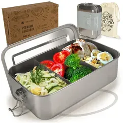 Dimono Lunchbox Dimono Edelstahl Brotdose – Auslaufsichere Lunchbox mit Trennwand, (Auslaufsichere Bento-Box, Brotzeit-Dose aus Edelstahl), mit Fächer 1400 ml