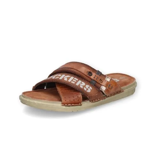 Dockers by Gerli Pantolette - Sommerschuh mit Kreuzbandage in Cognac - Wanderschuhe: Bequeme Pantolette mit gepolsterter Innensohle und offener Schuhspitze, perfekt für entspannte Sommertage.