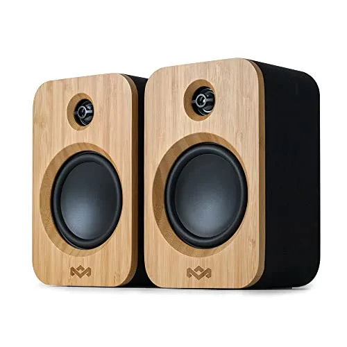 Marley Get Together Duo Bluetooth Lautsprecher - Regal-Lautsprecher aus nachhaltigem Bambus mit 25 Stunden Akku, kraftvollem Klang und kabelloser Bluetooth 5.0 Verbindung für flexibles Hören.
