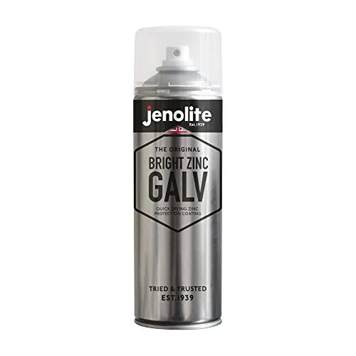 JENOLITE Bright Zinc Galv Silver Sprühfarbe, 500 ml, Metallfarbe für verzinkte Oberflächen, All-in-One-Metallgrundierung und Decklack, ideal für Schnitte und Schweißverbindungen, hervorragender