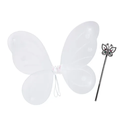 Feenflügel mit zauberstab Feenflügelset Glitzer Flügel Set Elfen Kostüm Zepter