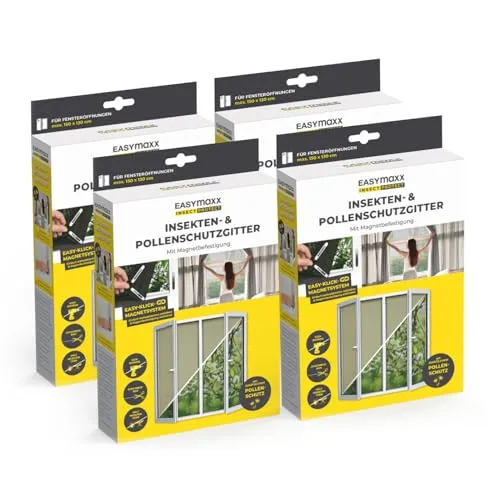 EASYmaxx Insektenschutz-Fensterrahmen Insect Protect - Insektenschutzrahmen mit einfachem Klick-System, schützt vor Insekten und Pollen, ideal für Allergiker und sorgt für frische Luft im Raum.