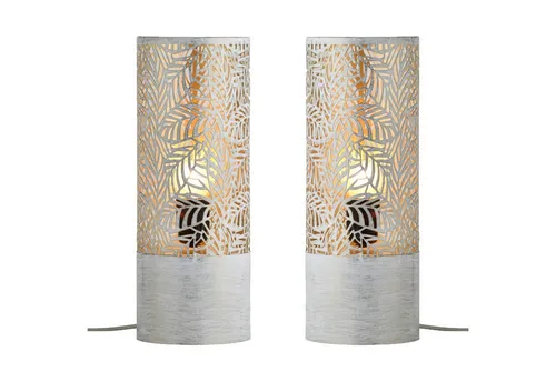Marrakesch 2er Set Tischlampe - Boho Deko für jedes Zimmer - Tischlampen-Set aus Metall in Weiß und Gold, ideal für Wohnzimmer, Schlafzimmer oder Kinderzimmer. Verleiht jedem Raum ein elegantes Flair und sorgt für eine sanfte, romantische Beleuchtung.