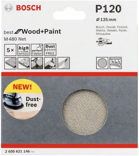 Bosch Professional 5 Stück Schleifblatt M480 Best for Wood and Paint K120