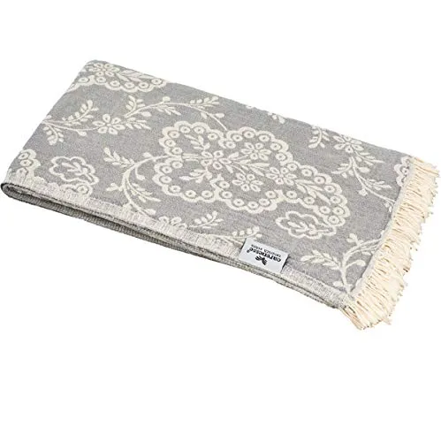 Carenesse Jacquard Hamamtuch Paisley 90 x 175 cm grau - Frottiertuch aus 100% saugfähiger Baumwolle, leicht und weich, ideal als Strand- oder Saunatuch mit edlem Paisley-Muster und blickdichter Oberfläche.