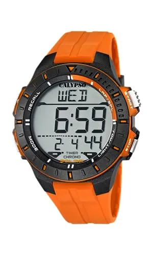 Calypso Herren-Armbanduhr K5607/1 - Digital Quarz - Robuste Digitaluhr mit 48mm Kunststoffgehäuse, wasserdicht bis 10 bar und stylischem grauem Ziffernblatt. Perfekt für aktive Männer!