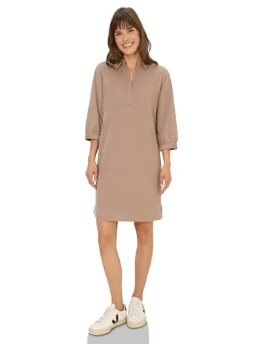 CECIL Damen 1408901 Cordkleid in Unifarbe, Natural Taupe, XXL - Freizeitkleid für Damen, knielang mit Split Neck und 3/4-Ärmeln, aus hochwertigem Cord für besonderen Tragekomfort und lässigen Look.