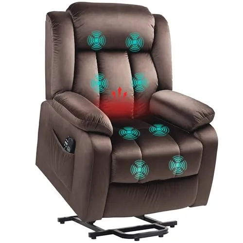 HOMCOM Massagesessel mit Aufstehhilfe und Heizfunktion - Massagesessel mit Liegefunktion, 8-Punkt-Massage und wärmender Lendenstütze. Ideal für entspannte Abende und kleine Ruhepausen.