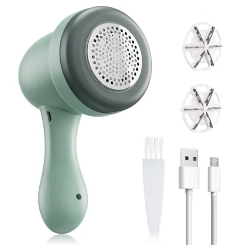 Bubbacare Fusselrasierer Elektrisch, Tragbarer Elektrischer Flusenentferner mit USB wiederaufladbar, Fusselentferner mit Austauschbare 6-Blatt-Klinge für Kleidung, Pullover, Möbel, Wolle, Teppich.