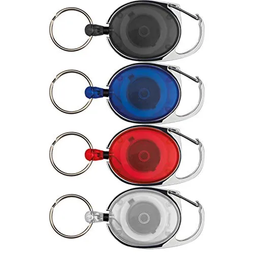 ohne Markename 4x Schlüsselanhänger mit Karabiner und ausziehbarem Schlüsselring / 4 Farben