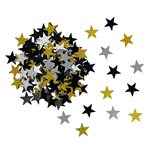 Oblique Unique® Konfetti Sterne Gold Glitzer Silber Schwarz Stern Streu Deko Tisch Deko Streuteile für Weihnachten Geburtstag Silvester Party