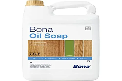Bona Ölseife 5 Liter – Effektiver Holzbodenreiniger - Ideal für die Pflege geölter Holzböden. Die sanfte, alkalische Formel reinigt gründlich und pflegt die Oberfläche, ohne sie anzugreifen.