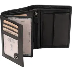 Benthill Geldbörse Herren - Echt Leder Portemonnaie mit RFID-Schutz, viele Kartenfächer und Münzfach in Schwarz