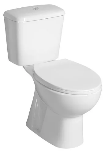 Aqualine MANUEL WC-Kombi mit Doppelspülknopf 3/6 l, weiß - Praktische WC-Kombi mit wassersparender Spültechnologie, klassischem Design und effizienter Spülung. Ideal für umweltbewusste Haushalte, inkl. Bodenmontage-Set, ohne WC-Sitz.