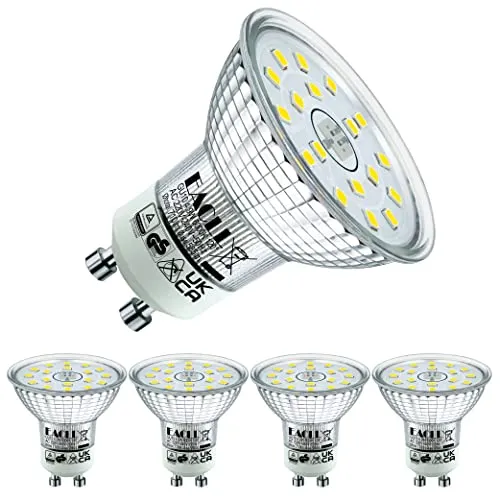 EACLL GU10 LED Kaltweiss 4.9W - Ersetzt 75W Halogen, 4er-Pack - Energiesparlampen mit 585 Lumen und 6000K, flimmerfrei und sofortige Helligkeit, ideal für eine angenehme Innenbeleuchtung und 90% Energieeinsparung.