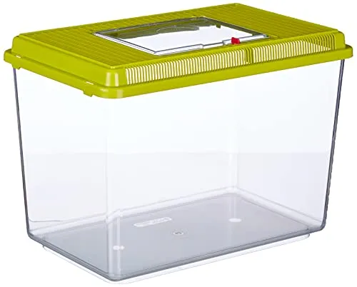 Ferplast Aquarium aus Kunststoff für Fische GEO Maxi Tank 21 L Behälter für Kleintiere Aquarium Terrarium Insekten Schildkröten, Robuster Kunststoff, Lüftungsgitter, 41,3 x 26 x h 29,8 cm grün