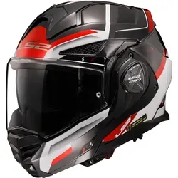 LS2 ADVANT X Klapphelm - Spectrum Black White Red, XXXL - Motorradhelm aus Tri-Composite-Fasern, extrem leicht (1550 g) und mit Multi-Density-EPS für optimale Stoßdämpfung. Doppelte Homologation für Jet und Integral, ideal für Sicherheit und Komfort.