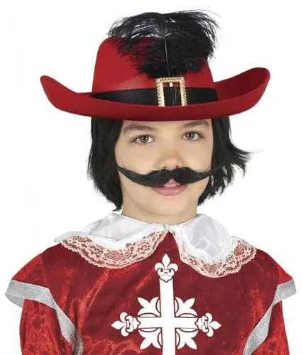 FIESTAS GUIRCA Roter Musketierhut für Kinder, Bunt