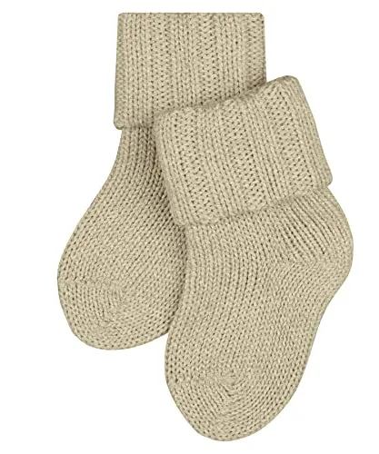 FALKE Unisex Baby Socken Flausch B So Wolle Baumwolle einfarbig 1 Paar, Beige Sand Melange 4650, 74-80