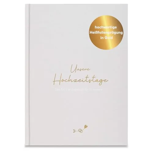 LEAF & GOLD® Hochzeitstag Tagebuch I Hochzeitsgeschenk I Buch zur Hochzeit I Geschenk für die Ehe I Hochzeitstag Geschenke I Valentinstag