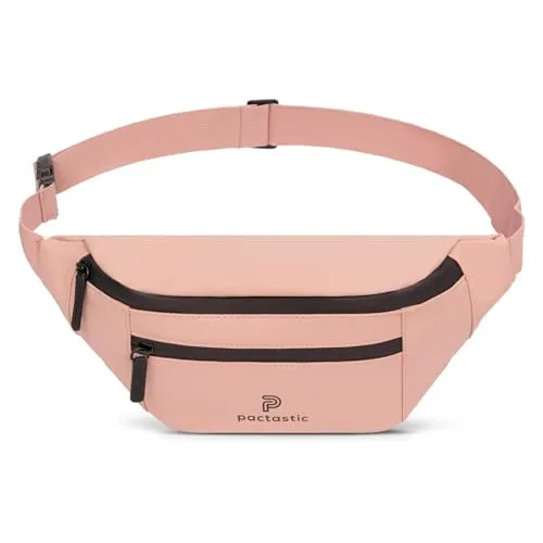 Pactastic Gürteltasche Crossover-Tasche Bauchtasche mit 3 Reißverschlussfächern | 210 Gramm leicht, aus wasserabweisendem veganen Tech-Material | 33 x 7 x 16 cm mit 4 Reißverschlussfächern
