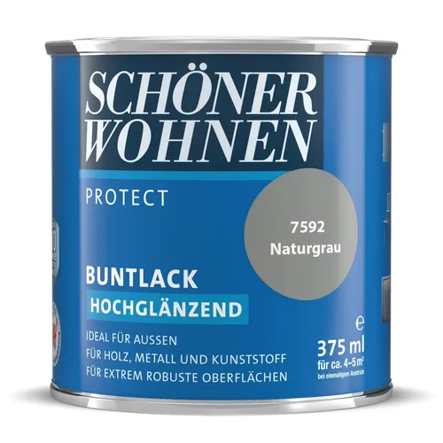 Schöner Wohnen Buntlack Protect 375 ml hochglänzend 7592 Naturgrau  13€/L