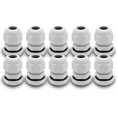 ARLI Kabelverschraubungen M16 x 1,5 mm metrisch IP68 10x M 16 Kabel Verschraubung 4-8 mm grau Gegenmutter wasserdicht Kunststoff - 10 Stück