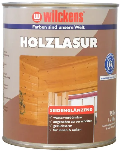 Wilckens Holzlasur LF, 750 ml, Nussbaum - Holzlasur LF für Innen- und Außenbereich: UV-beständiger Langzeitschutz, feuchtigkeitsregulierend und einfach zu verarbeiten. Ideal für alle Holzarten und ausgezeichnet mit dem Umweltsiegel 'Blauer Engel'.