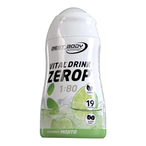 Best Body Nutrition Vital Drink ZEROP - Mojito, Original Getränkekonzentrat - Sirup - zuckerfrei, 1:80 ergibt 19 Portionen Fertiggetränk, 48 ml