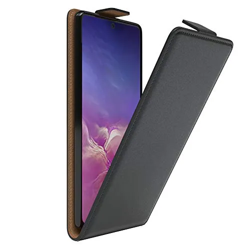 EAZY CASE Hülle kompatibel mit Samsung Galaxy S10 Lite Flip Cover zum Aufklappen, Handyhülle aufklappbar, Schutzhülle, Flipcover, Flipcase, Flipstyle Case vertikal klappbar, aus Kunstleder, Schwarz