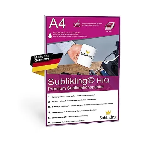 Subliking® Sublimationspapier DIN A4 100 Blatt | schnelltrocknendes Transferpapier 125 g/m² für polyesterbeschichtete Materialien