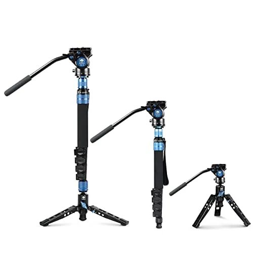 SIRUI P-325FS Carbon Fiber Monopod Kit - Stativ für DSLR-Kameras mit 148,3 cm Höhe, 8-lagigem Carbon, 360° Panning-System und abnehmbaren Standfüßen für maximale Flexibilität.
