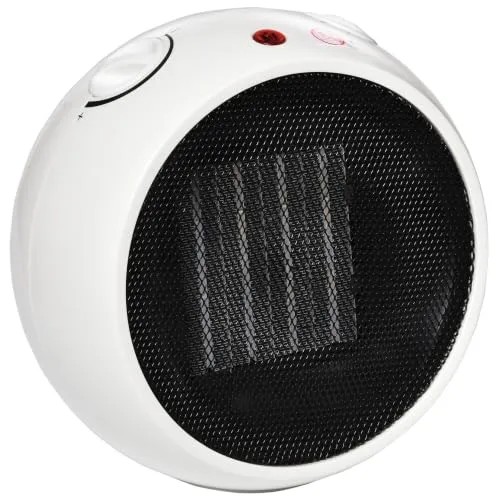 HOMCOM Heizlüfter Heizgerät Elektroheizer Heizer Heizung Wärme 900W/1500W PP-Kunststoff Weiß+Schwarz 22 x 18,5 x 21 cm
