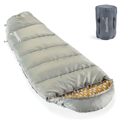 Skandika Vegas Junior Kinder Schlafsack 170x70cm - Schlafsack für Kinder im Mumienstil, ideal für Temperaturen bis -12 °C, kompaktes Design mit Packsack für einfache Mitnahme auf Abenteuerreisen.