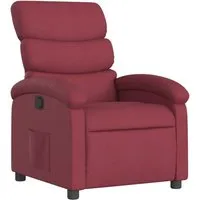 vidaXL Relaxsessel Weinrot Stoff - Bequemer Sessel mit manueller Liegefunktion für individuelles Entspannen, inkl. praktischer Seitentasche und stabiler Holz-Metall-Konstruktion.