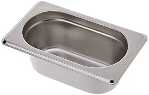 Vogue Gastronorm-Pfanne 1/9, Edelstahltablett, Tiefe: 65 mm, Fassungsvermögen: 600 ml, Behälter für heiße und kalte Speisen, Bain Marie-geeignet, Deckel separat erhältlich, K824