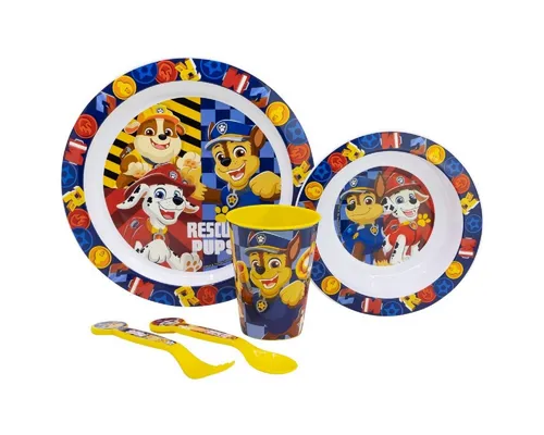 PAW PATROL Frühstücks-Set Teller-Set Mikrowellengeeignet 5-teiliges mit rutschfestem Boden