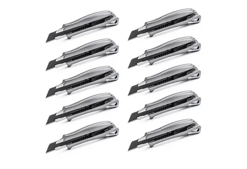 10x Profi Cuttermesser Aluminium Universalmesser - Hochwertige Aluminium Cuttermesser, ideal für präzises Schneiden von Teppich und Karton, langlebig und ergonomisch gestaltet.