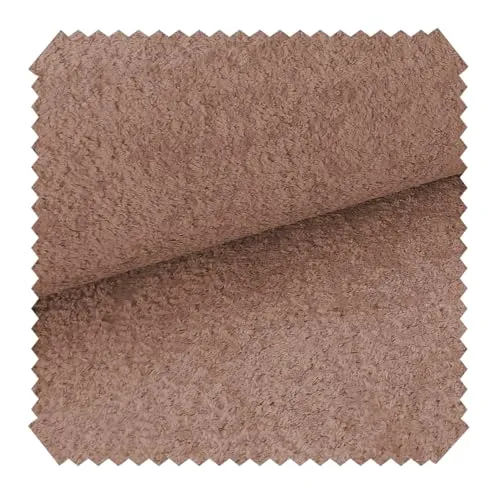 novely® MONIQUE Samtweicher Bouclé-Stoff, Schwer Entzündbarer Polsterstoff, Möbelstoff in Erdtönen, für Sofas und Sessel, Meterware 1lfm | Farbe: 56 Braun-Rosé