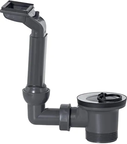 Cornat Rezyklat Ab- und Überlaufgarnitur - Für Einbauspülen mit Abtropffläche - 1 1/2 Zoll AG - Hergestellt aus recycelten Kunststoffen - Made in Germany Qualität / Spülenablauf / T353504R, Grau