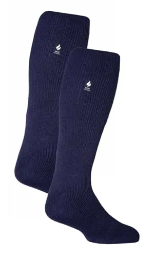 HEAT HOLDERS Herren 2 Paar Thermo Kniestrümpfe Dicke Winter Warme Extra Lang Socken mit Innenfleece für Winter (39-45, Marine)