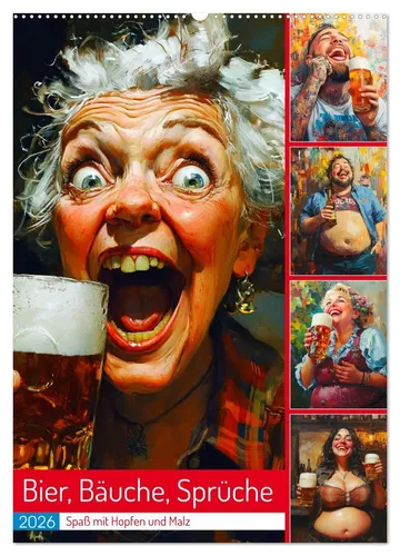 Rose Hurley | Bier, Bäuche, Sprüche - Humorvoller Wandkalender 2025 - Witziger Wandkalender mit 14 Seiten, vollgepackt mit humorvollen Trinksprüchen und charmanten Illustrationen. Ideal für Bierliebhaber und als Geschenk!