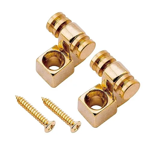 Musiclily Pro Stahl Roller Gitarre String Trees Rollen Saitenniederhalter String Guides Retainers für Fender Strat Stratocaster Tele Telecaster E-Gitarre, Gold(2er Set)