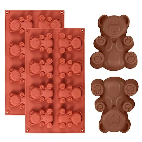 FantasyDay 1 Stück Weihnachten Bär Silikon Backformen, Antihaftbeschichtet Silikon Kuchenform Muffinbackformen Brotbackform Backform Kasten für Muffins Kuchen Pudding