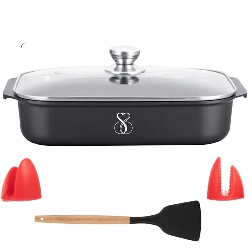 Bratpfanne mit Deckel 34cm - Hochwertige Antihaft-Pfanne für Induktion - Töpfe & Pfannen: Diese Bratpfanne überzeugt mit einer speziellen 4-Schicht-Antihaftbeschichtung und spart 50% Stromkosten durch gleichmäßige Hitzeverteilung. Gesundes Kochen ohne schädliche Stoffe!