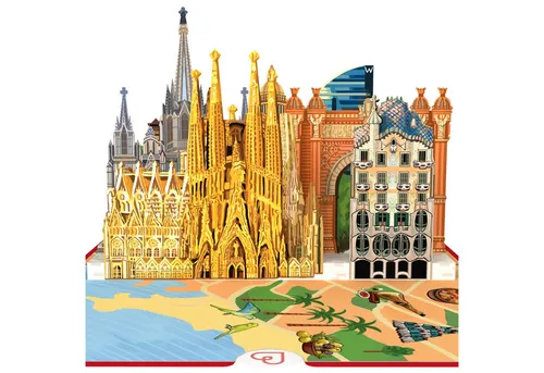 papercrush Geburtstagskarte Barcelona Pop-Up Karte von papercrush